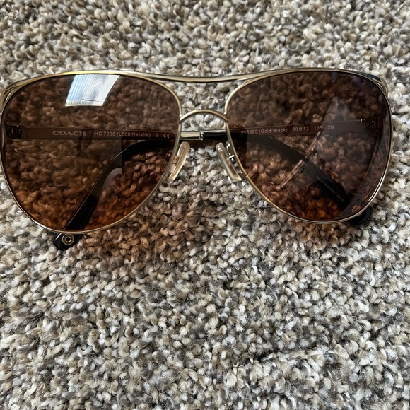 Coach Accessories Coach Aviator Gold Sunglasses With Brown Lenses